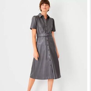 Ann Taylor Shirt Dress Faux Leather - Size 0